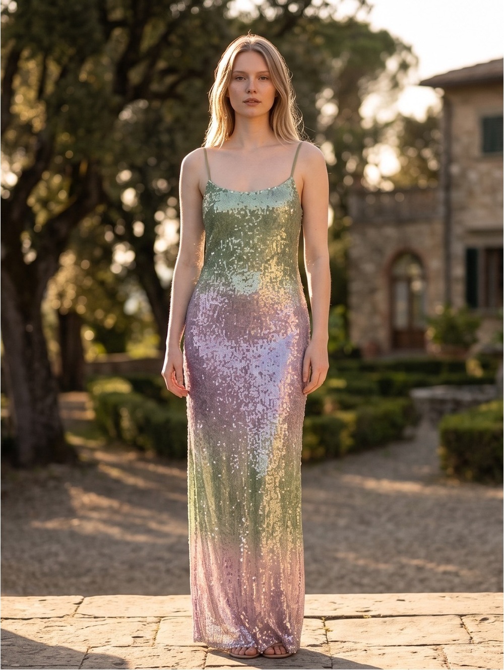 10 LoveShackFancy Slim Sequin Grand Maxi Dress